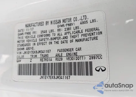 2018 Infiniti Q60 3.0T Luxe from USA, damaged, VIN JN1EV7EK8JM341167